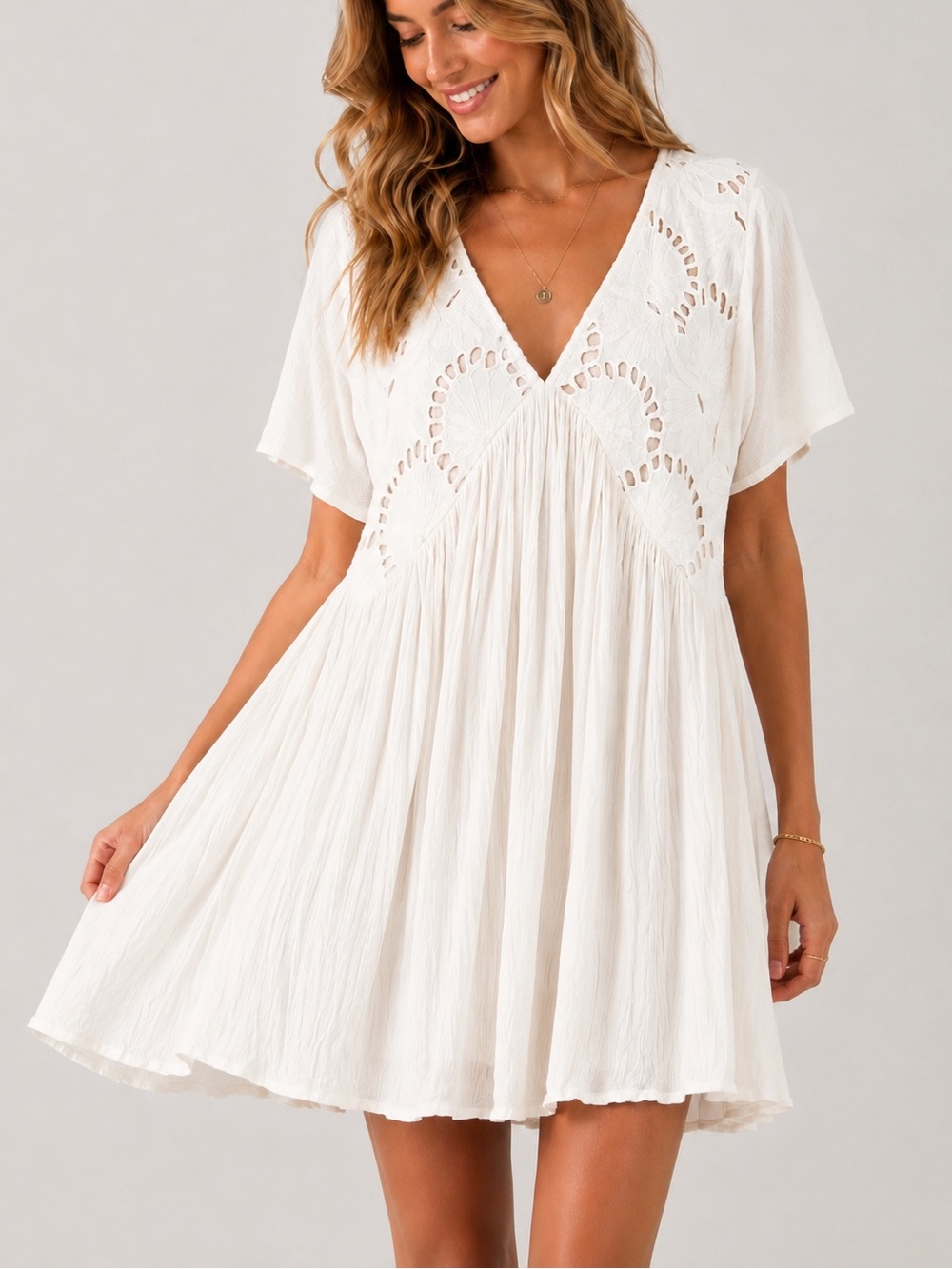 Rip Curl Ivory Eyelet Cutout Cover Up